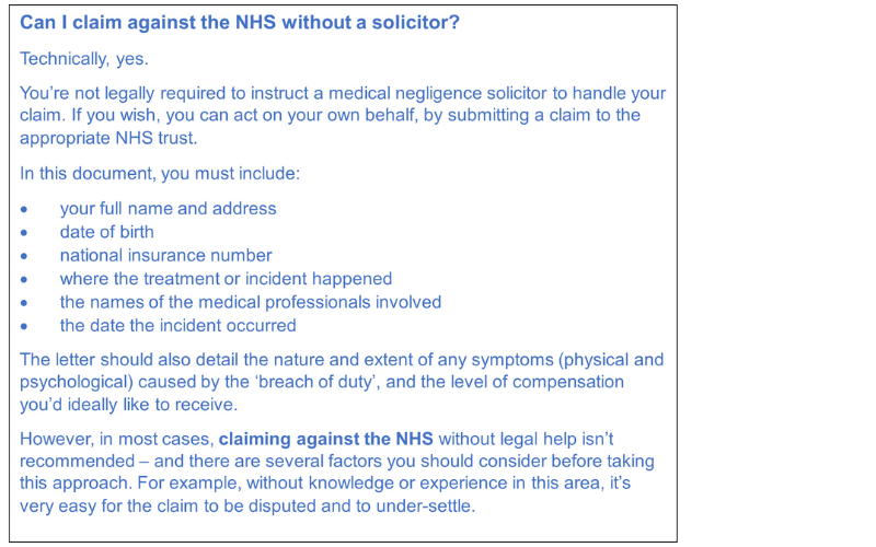 FAQ on NHS negligence claims